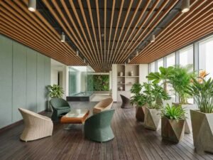 WPC Baffle Ceiling Installation in Abu Dhabi